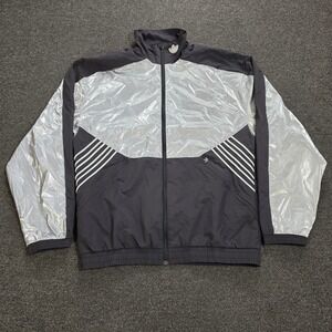 Adidas Originals Track Jacket Men Small Silver Black Metallic Windbreaker Tolima